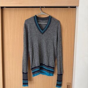 D&G Gray and Blue V-Neck Men's Sweater